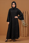 Full front view of full pintex abaya with loose sleeves, stylish and modest abaya dress for women in Pakistan