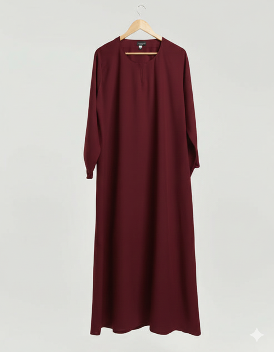 White Plain Abaya With Elastic Cuffs Multiple Abaya Colors
