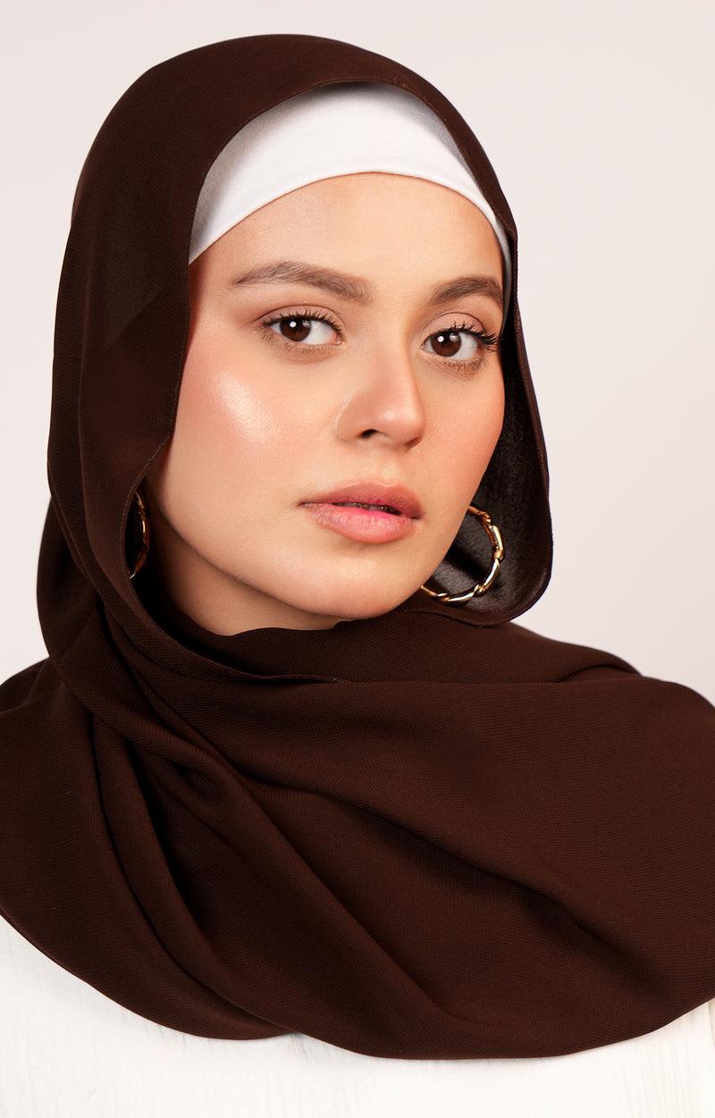 Leena Chiffon Hijab - Dark Brown