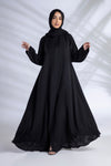 Abaya With Zipper Front In Black