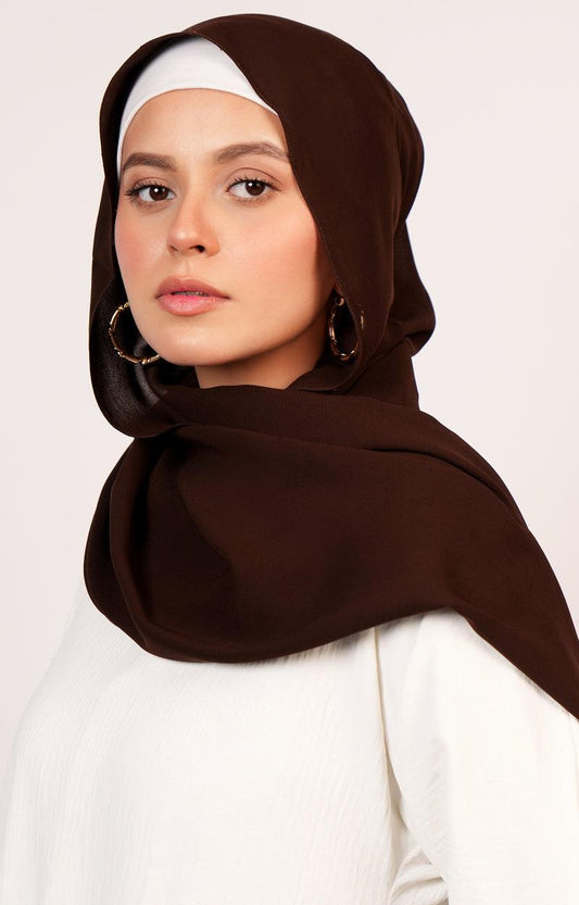 Leena Chiffon Hijab - Dark Brown
