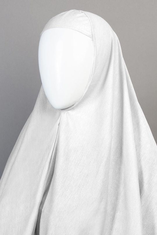 White hijab on a gray background