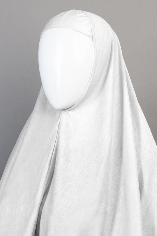 White hijab on a gray background
