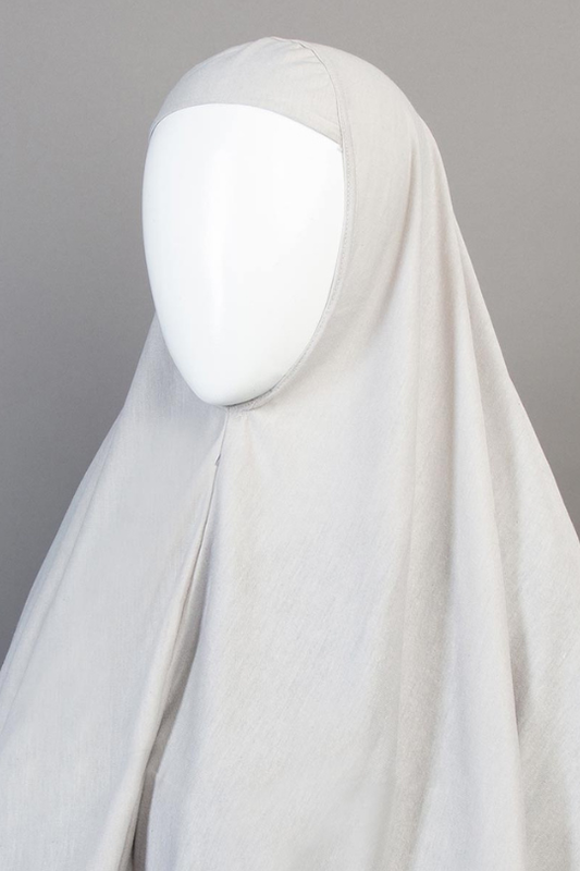White hijab on a gray background