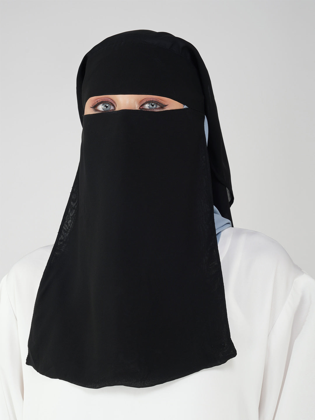 Abaya for Women – Double Layer Black Niqab, Modest Islamic Wear Front View