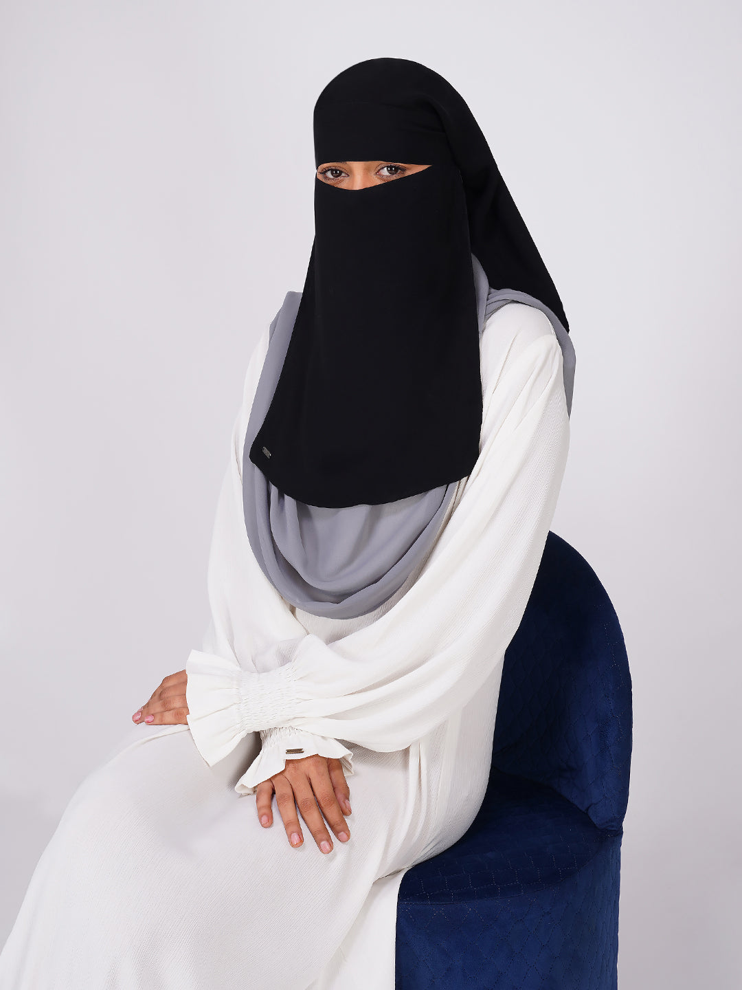 Abaya for Women – Triple Layer Niqab Black, Extra Coverage Side Full View