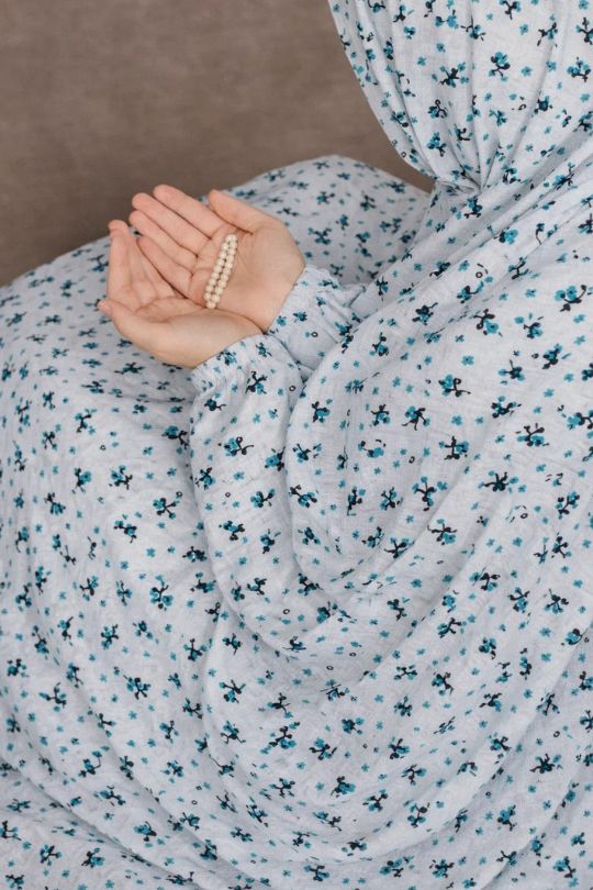 blossom blue namaz chaddar full coverage front view