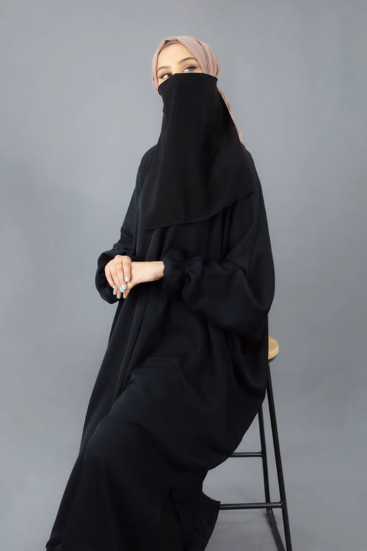 Buy Half Layer Medina Niqab – Elegant Black Islamic Wear for Modest Women