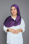 Front full view of Dark Purple Metallic Chiffon Hijab – elegant shimmer hijab in premium soft chiffon fabric