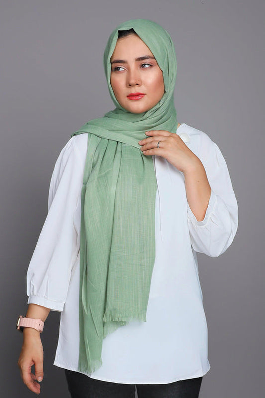 Front full view of Turkish Viscose Hijab in Apple Green – soft breathable viscose hijab for women