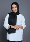 Front full view of Turkish Viscose Hijab in Black – soft, elegant viscose hijab for women