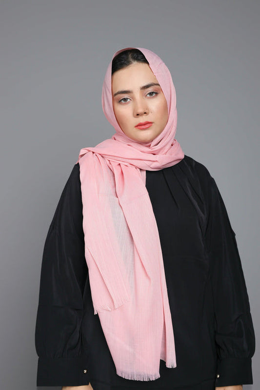 Close-up of Turkish Viscose Hijab in Vintage Pink showing smooth viscose texture and soft drape
