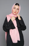 Front full view of Turkish Viscose Hijab in Vintage Pink – elegant soft hijab for women