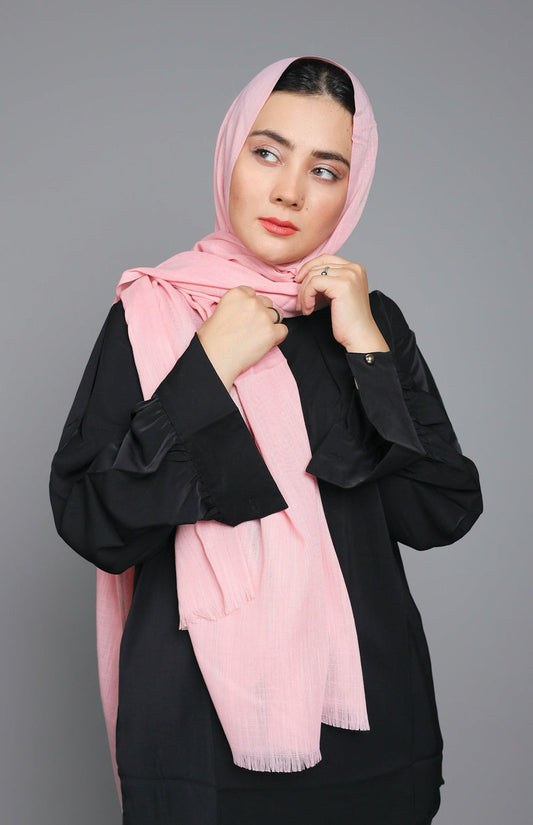 Front full view of Turkish Viscose Hijab in Vintage Pink – elegant soft hijab for women