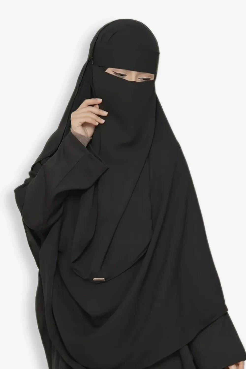Buy One Layer Niqab Stylish Medina Black – Premium Chiffon Islamic Face Veil for Women