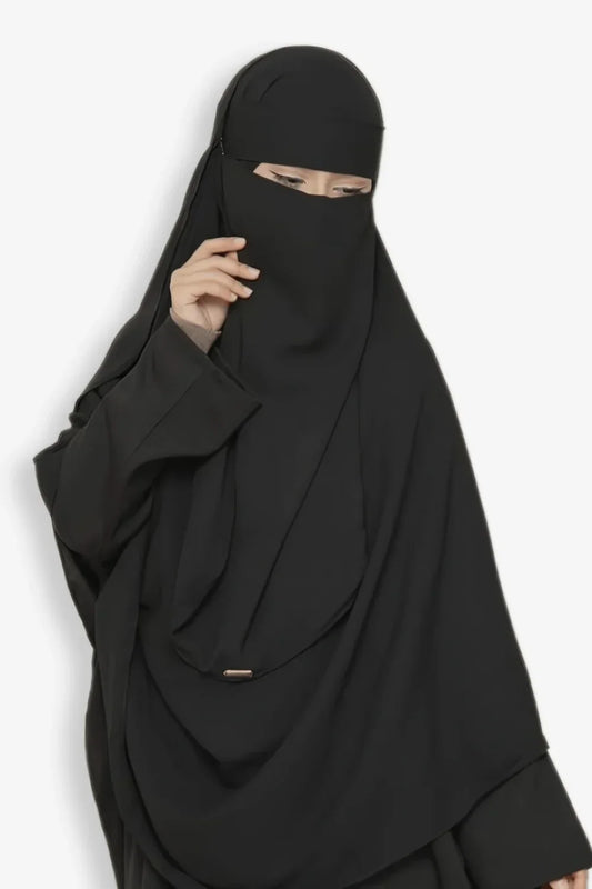 Buy One Layer Niqab Stylish Medina Black – Premium Chiffon Islamic Face Veil for Women