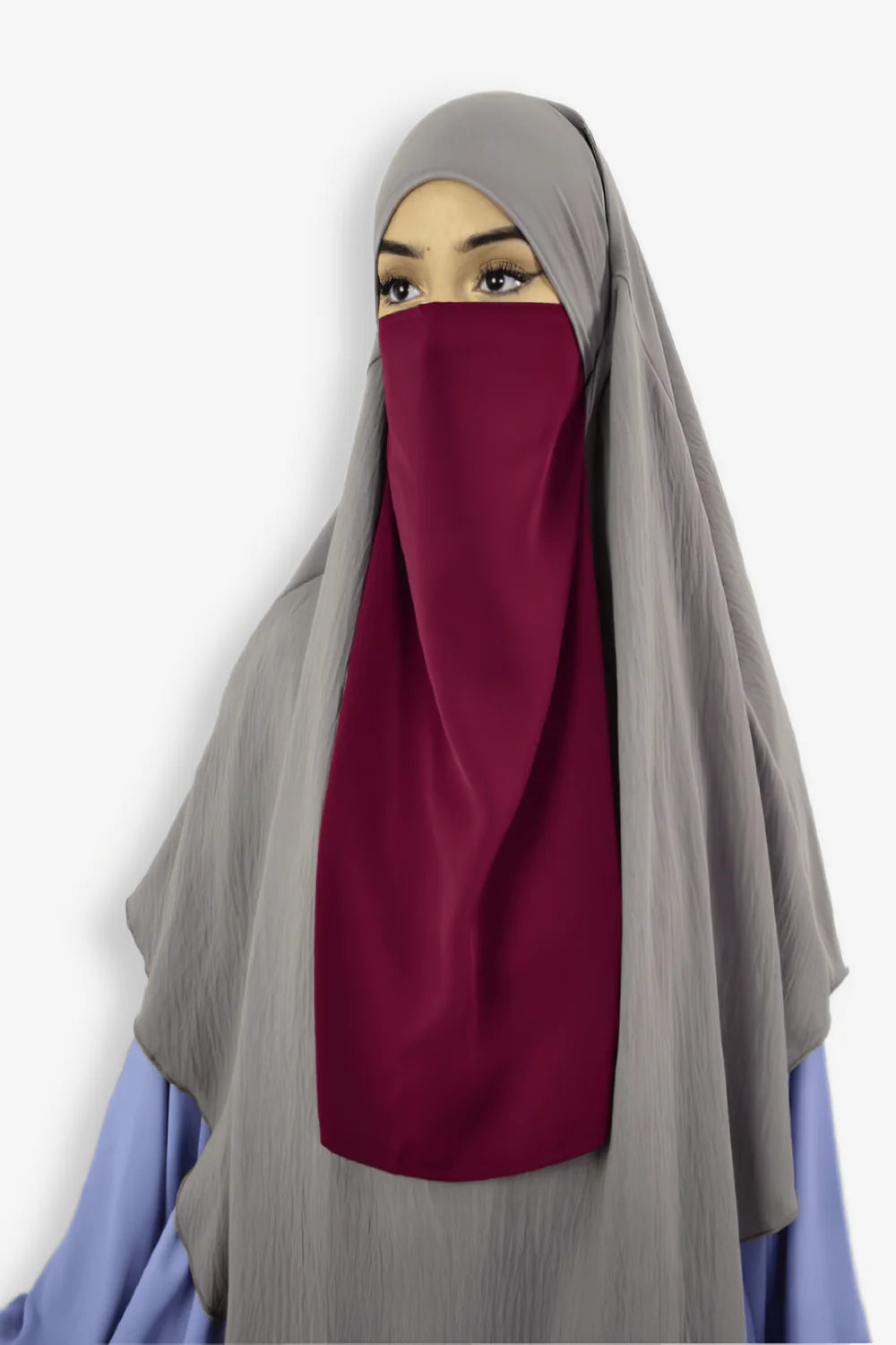 Buy Red Half Niqab Medina – Premium Islamic Face Veil Front View for Women