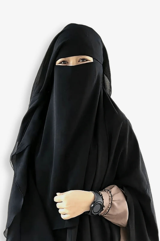 Buy Two Layer Niqab Stylish Medina Black – Premium Islamic Face Veil for Women