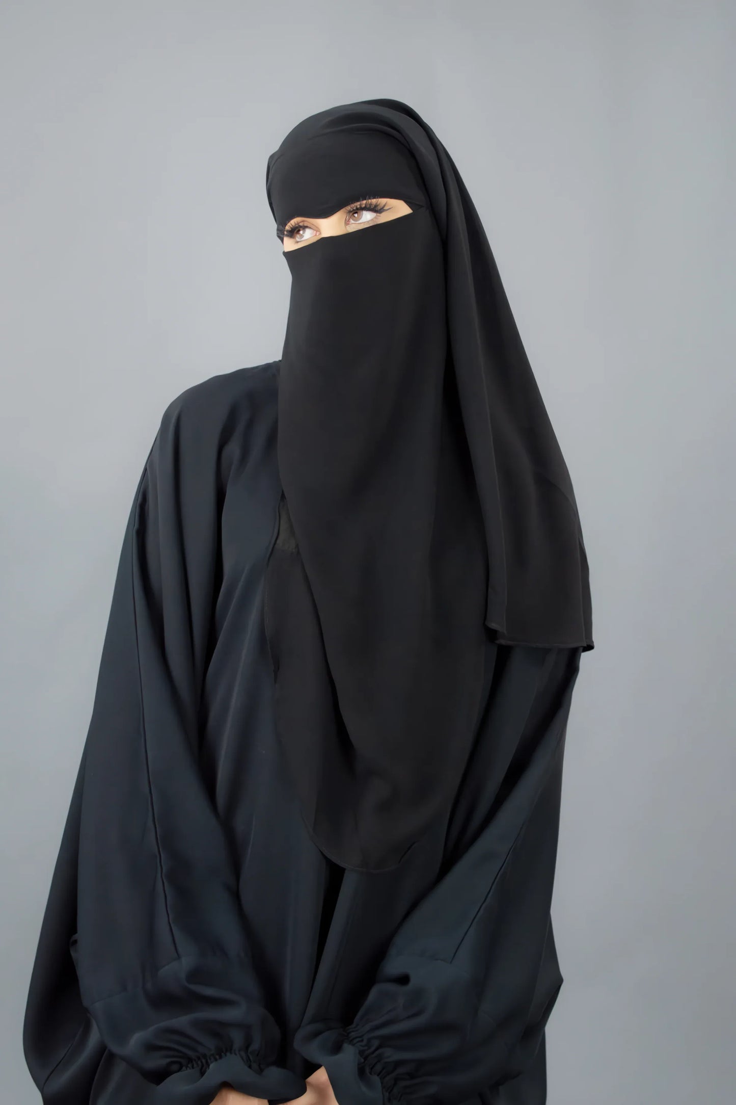 Double Layer Black Niqab – Extra Coverage and Breathable Face Veil for Women
