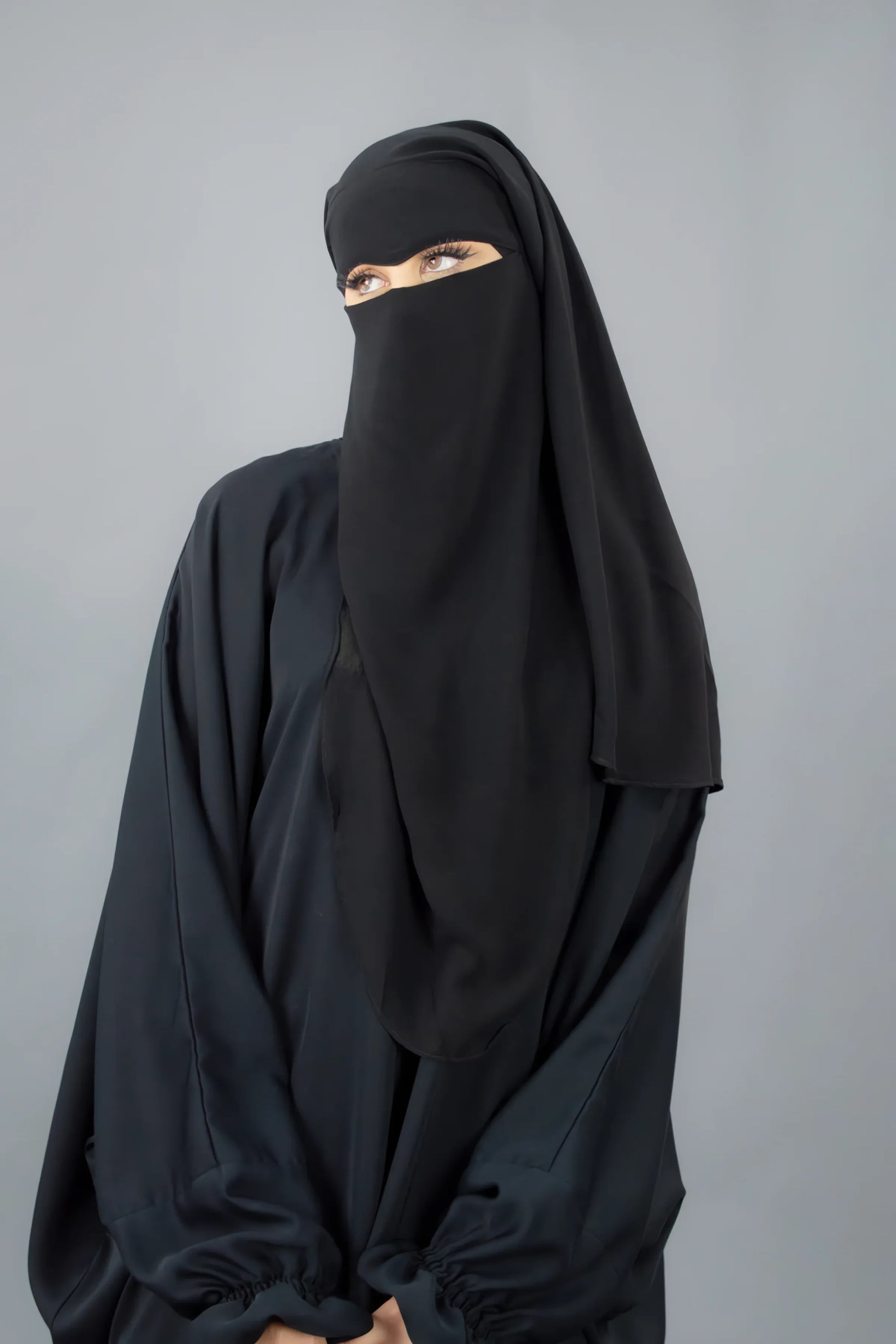 Double Layer Black Niqab – Extra Coverage and Breathable Face Veil for Women