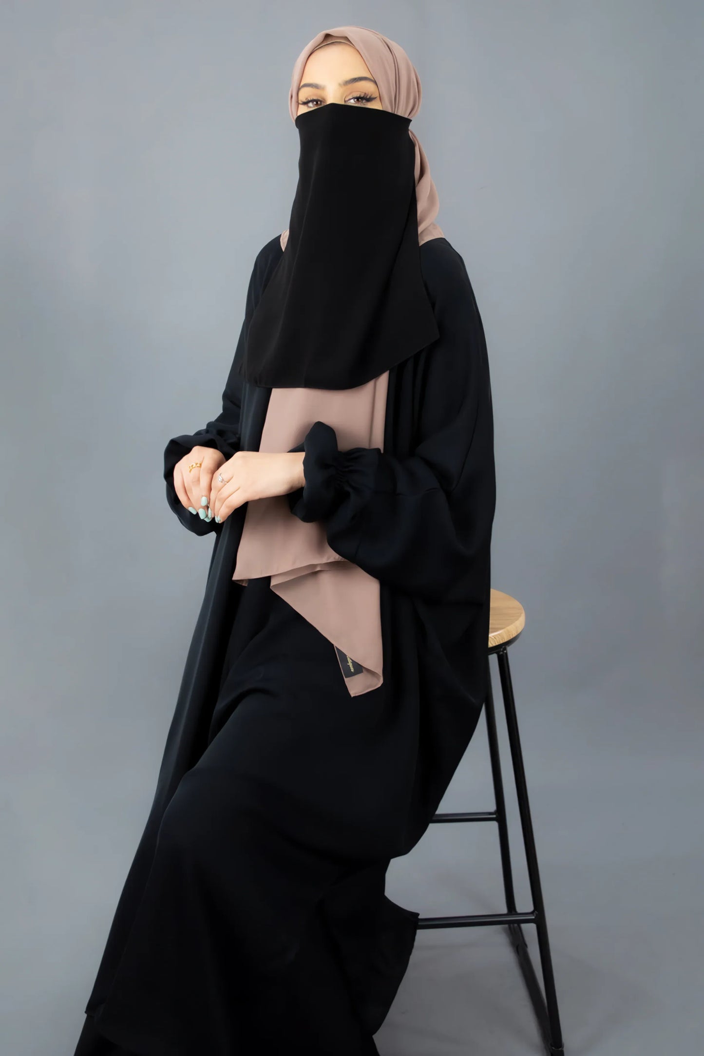 Half Layer Black Niqab – Lightweight and Breathable Medina Face Veil for Women