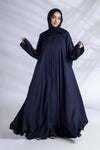 Open Button Abaya With Elastic Sleeves In Dark Brown