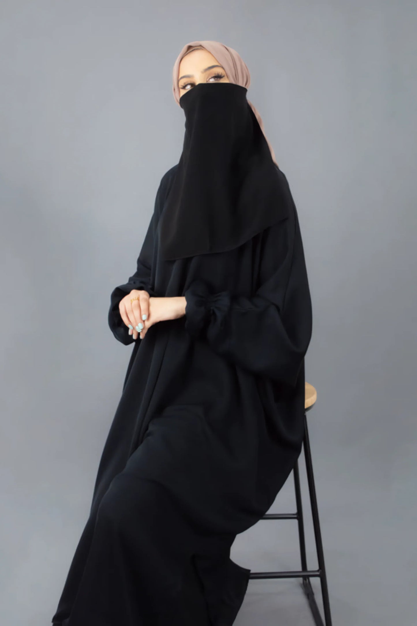 Lightweight Breathable Half Layer Black Niqab – Premium Medina Style