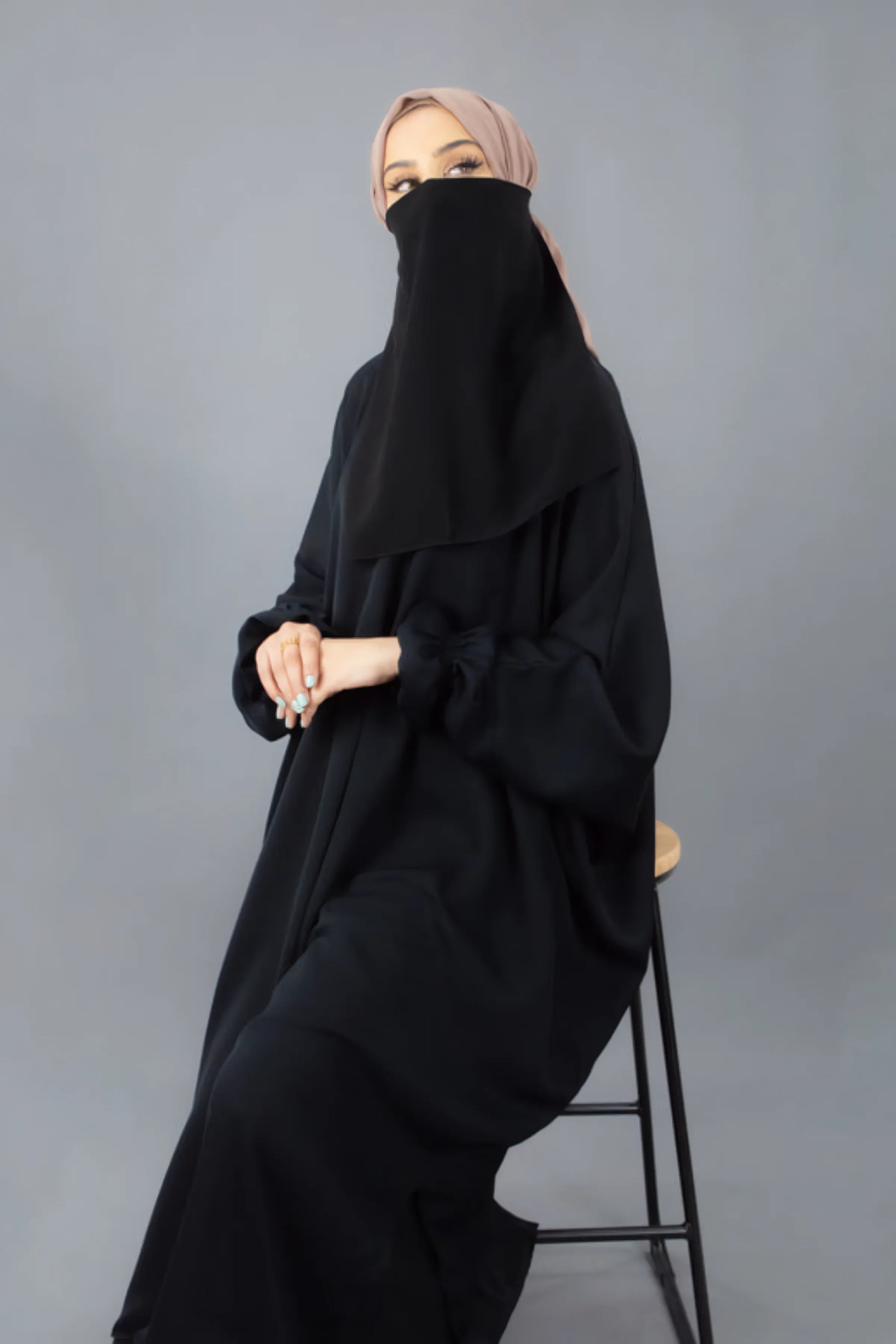 Lightweight Breathable Half Layer Black Niqab – Premium Medina Style