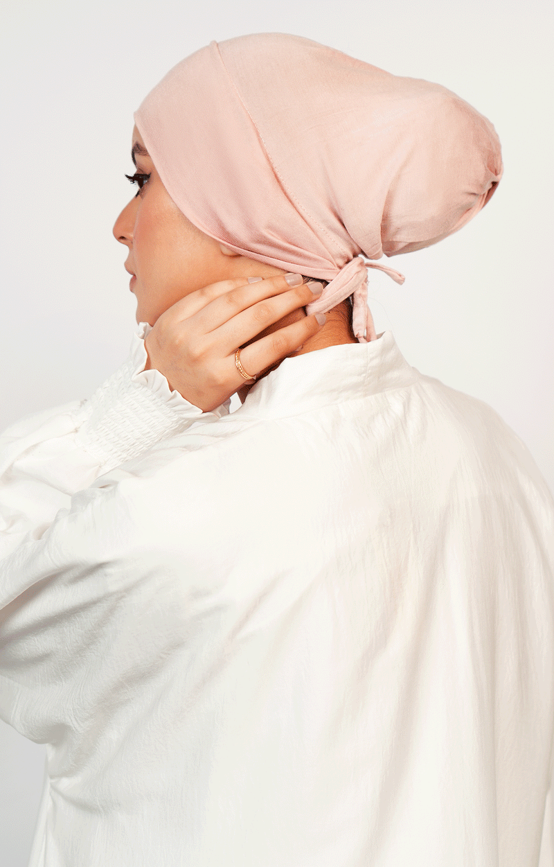 Mina Knotted Underscarf Back View – Breathable Hijab Inner Cap Essential for Modest Fashion