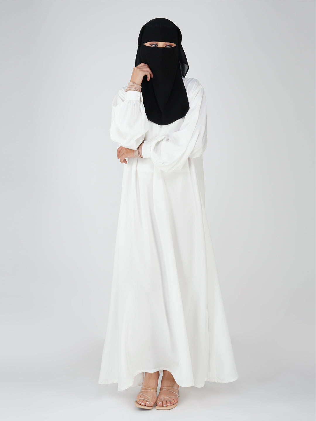 Premium Double Layer Niqab – Elegant Black Medina Niqab Front Full View